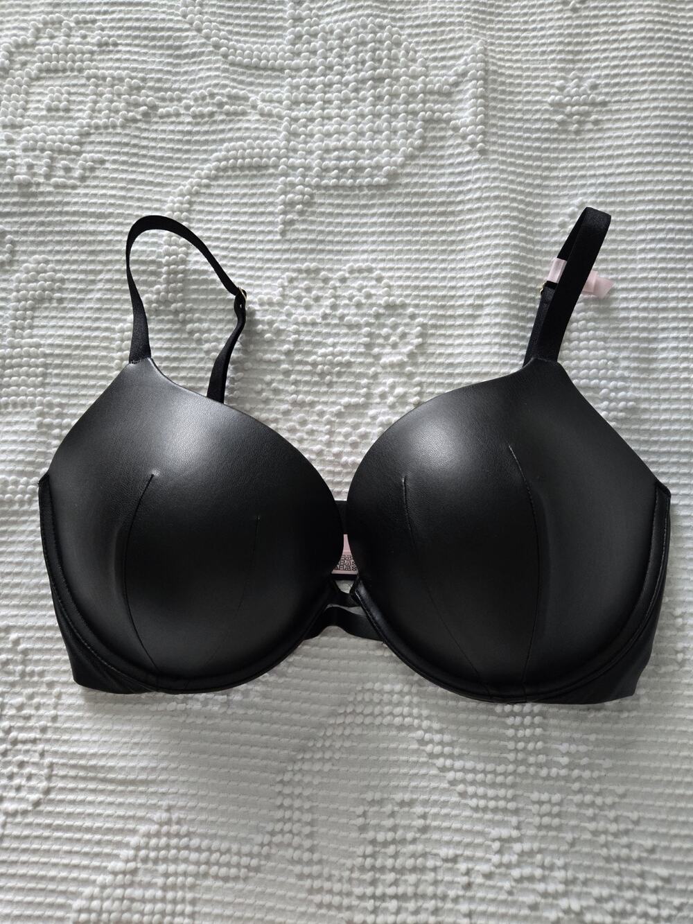 Victoria’s Secret Very Sexy Black Leather Look Push Up Bra 34DDD Rn 418481